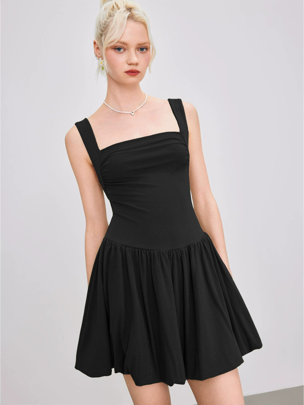 ZARA French Audrey Hepburn Style Wide Strap Tank Dress Summer Slim Fit